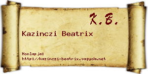 Kazinczi Beatrix névjegykártya